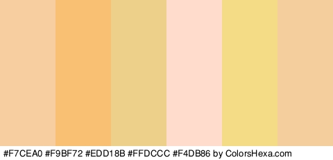 #F7CEA0 #F9BF72 #EDD18B #FFDCCC #F4DB86 #F4CE9C Colors Logo