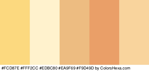 #FCD87E #FFF2CC #EDBC80 #EA9F69 #F9D49D Colors Logo