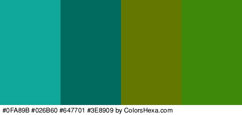 #0FA89B #026B60 #647701 #3E8909 Colors Logo