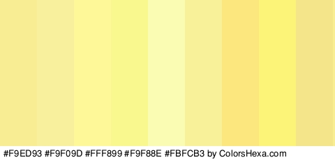 #F9ED93 #F9F09D #FFF899 #F9F88E #FBFCB3 #F9F09A #FCE77E #FCF379 #F4E58B Colors Logo