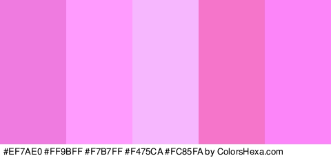 #EF7AE0 #FF9BFF #F7B7FF #F475CA #FC85FA Colors Logo