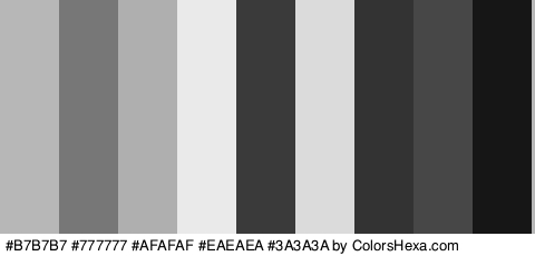 #B7B7B7 #777777 #AFAFAF #EAEAEA #3A3A3A #DBDBDB #333333 #474747 #161616 Colors Logo