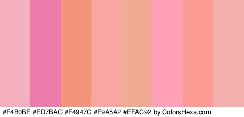 #F4B0BF #ED7BAC #F4947C #F9A5A2 #EFAC92 #FFA0B8 #FC9A94 #F4AEAD Colors Logo