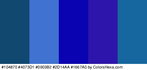 #104870 #4073D1 #0903B2 #2D14AA #1667A0 Colors Logo