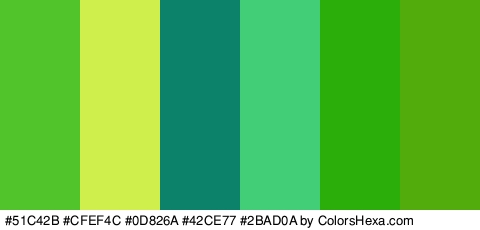 #51C42B #CFEF4C #0D826A #42CE77 #2BAD0A #52AD0C Colors Logo