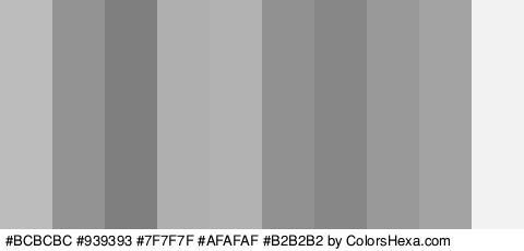#BCBCBC #939393 #7F7F7F #AFAFAF #B2B2B2 #919191 #878787 #999999 #A3A3A3 #F2F2F2 Colors Logo