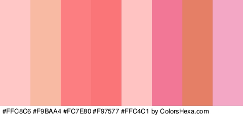 #FFC8C6 #F9BAA4 #FC7E80 #F97577 #FFC4C1 #F27695 #E58067 #F4A6C5 Colors Logo