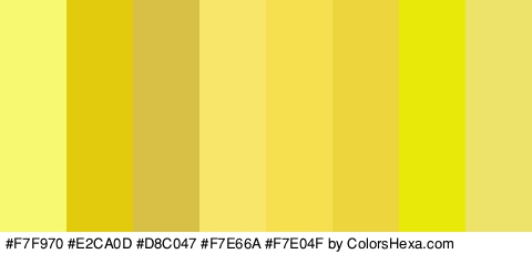 #F7F970 #E2CA0D #D8C047 #F7E66A #F7E04F #EDD53D #E8E809 #EDE26A Colors Logo