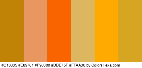 #C18305 #E89761 #F96300 #DDB75F #FFAA00 #D6A622 Colors Logo