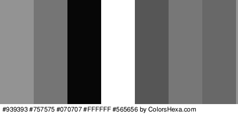#939393 #757575 #070707 #FFFFFF #565656 #777777 #686868 Colors Logo