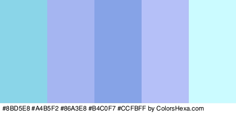 #8BD5E8 #A4B5F2 #86A3E8 #B4C0F7 #CCFBFF Colors Logo