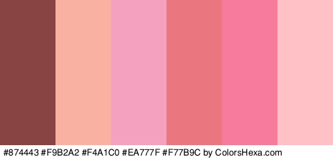 #874443 #F9B2A2 #F4A1C0 #EA777F #F77B9C #FFC1C6 Colors Logo