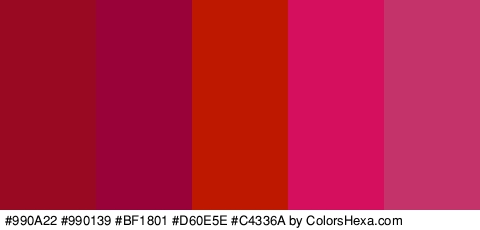 #990A22 #990139 #BF1801 #D60E5E #C4336A Colors Logo