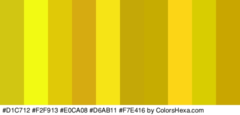 #D1C712 #F2F913 #E0CA08 #D6AB11 #F7E416 #C4A807 #C6AC00 #FCD616 #D8CD00 #C9A700 Colors Logo