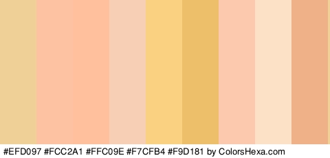 #EFD097 #FCC2A1 #FFC09E #F7CFB4 #F9D181 #EDBF6A #FCC9AE #FCE1C7 #EFB188 Colors Logo