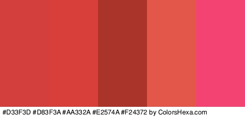#D33F3D #D83F3A #AA332A #E2574A #F24372 Colors Logo