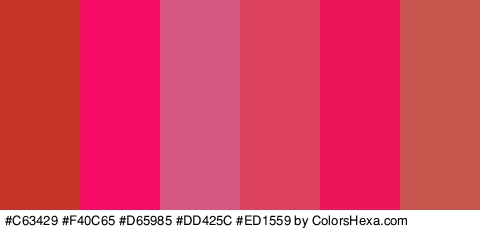 #C63429 #F40C65 #D65985 #DD425C #ED1559 #C6554D Colors Logo