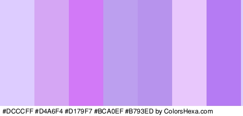 #DCCCFF #D4A6F4 #D179F7 #BCA0EF #B793ED #E8C7FC #B47BF2 Colors Logo