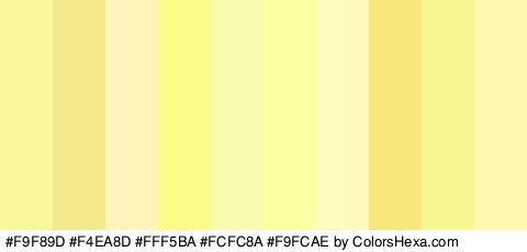 #F9F89D #F4EA8D #FFF5BA #FCFC8A #F9FCAE #FBFFA0 #FFFBBC #F9E77C #F7F791 #FFF8AF Colors Logo