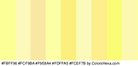 #FBFF96 #FCF9BA #F9E8A4 #FDFFA5 #FCEF7B #FCFAB8 #FFEF8C #FAFC76 #FCF8B0 Colors Logo