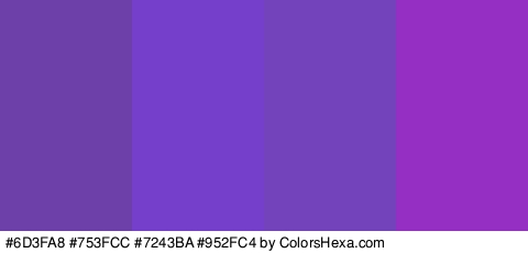 #6D3FA8 #753FCC #7243BA #952FC4 Colors Logo