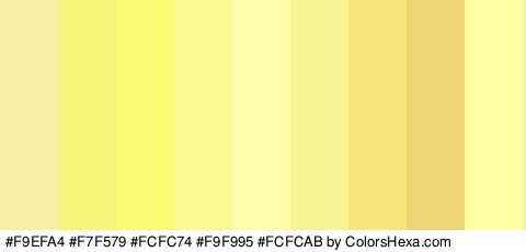 #F9EFA4 #F7F579 #FCFC74 #F9F995 #FCFCAB #F7F496 #F9E47A #EFD577 #FFFFA3 Colors Logo