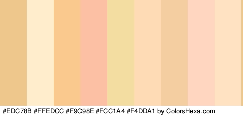 #EDC78B #FFEDCC #F9C98E #FCC1A4 #F4DDA1 #FFDBB5 #F4CDA1 #FFD7C1 #FFE2C1 Colors Logo