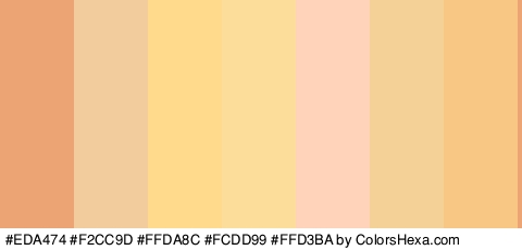 #EDA474 #F2CC9D #FFDA8C #FCDD99 #FFD3BA #F4D197 #F9C784 Colors Logo