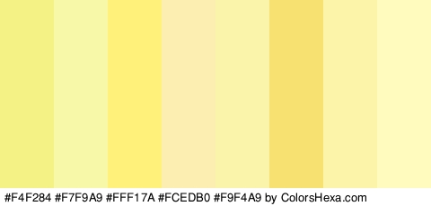 #F4F284 #F7F9A9 #FFF17A #FCEDB0 #F9F4A9 #F7E171 #FCF5A9 #FFFBBF Colors Logo
