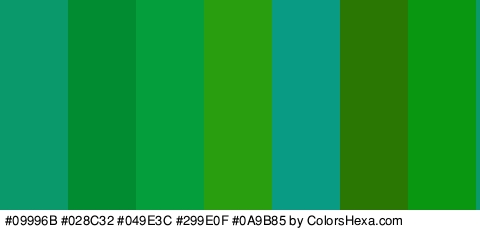 #09996B #028C32 #049E3C #299E0F #0A9B85 #2B7704 #099610 Colors Logo