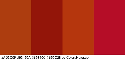 #AD3C0F #93150A #B5360C #B50C28 Colors Logo