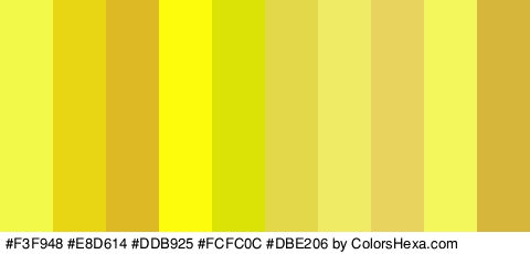 #F3F948 #E8D614 #DDB925 #FCFC0C #DBE206 #E2D84A #EFEB64 #E8D35F #F4F75B #D6B73B Colors Logo