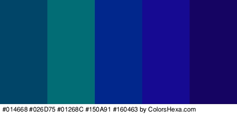 #014668 #026D75 #01268C #150A91 #160463 Colors Logo