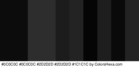 #0C0C0C #0C0C0C #2D2D2D #2D2D2D #1C1C1C #232323 #050505 #1E1E1E #0A0A0A #232323 Colors Logo