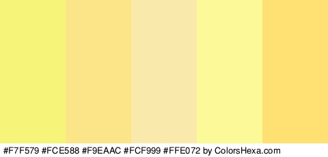 #F7F579 #FCE588 #F9EAAC #FCF999 #FFE072 Colors Logo