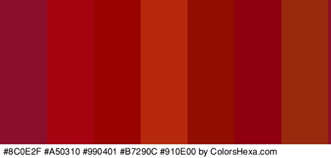 #8C0E2F #A50310 #990401 #B7290C #910E00 #8E0010 #99290D Colors Logo