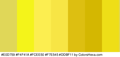 #E0D759 #F4F41A #FCEE50 #F7E545 #DDBF11 #D3B700 #EDDE17 Colors Logo