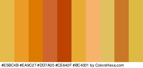#E5BC4B #EA9C27 #DD7A00 #CE642F #BC4301 #E8AB33 #F7B26C #E0C060 #C97828 #DDBA44 Colors Logo