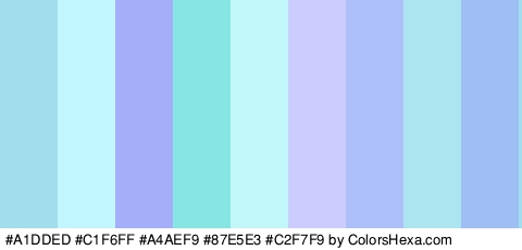 #A1DDED #C1F6FF #A4AEF9 #87E5E3 #C2F7F9 #CCCCFF #AEC0F9 #ACE4EF #9FBEF4 Colors Logo