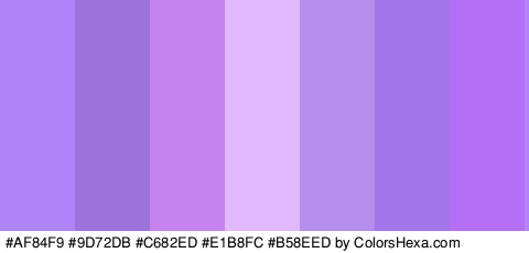 #AF84F9 #9D72DB #C682ED #E1B8FC #B58EED #A275EA #B56FF7 Colors Logo