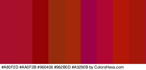 #A80F2D #AA0F2B #960406 #962B0D #A3290B #9E0145 #AF0832 #B21908 #A8170D Colors Logo