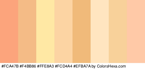 #FCA47B #F4BB86 #FFE8A3 #FCD4A4 #EFBA7A #FFE6C1 #F7D199 #FFC9A8 Colors Logo