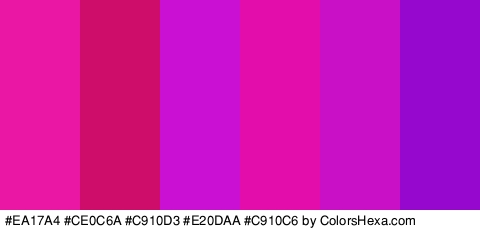 #EA17A4 #CE0C6A #C910D3 #E20DAA #C910C6 #9608CE Colors Logo