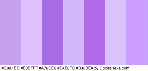 #C8A1ED #E0BFFF #A76CE2 #D4B8FC #B36BEA #DBC2FC #CB9EFF Colors Logo