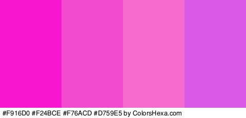 #F916D0 #F24BCE #F76ACD #D759E5 Colors Logo