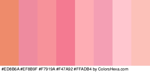 #ED8B6A #EF8B9F #F7919A #F47A92 #FFADB4 #F49FB4 #FFC6CF #FCC1B8 Colors Logo