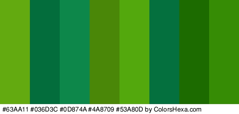 #63AA11 #036D3C #0D874A #4A8709 #53A80D #03703D #1B6B01 #368C05 Colors Logo