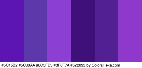 #5C15B2 #5C38AA #8C3FD3 #3F0F7A #522093 #8E39CC Colors Logo