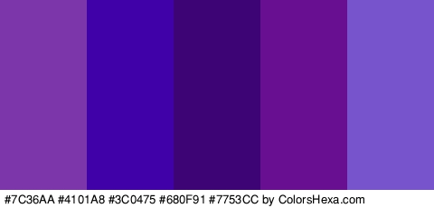 #7C36AA #4101A8 #3C0475 #680F91 #7753CC Colors Logo