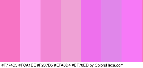 #F774C5 #FCA1EE #F287D5 #EFA0D4 #EF70ED #E085EA #F779F7 Colors Logo